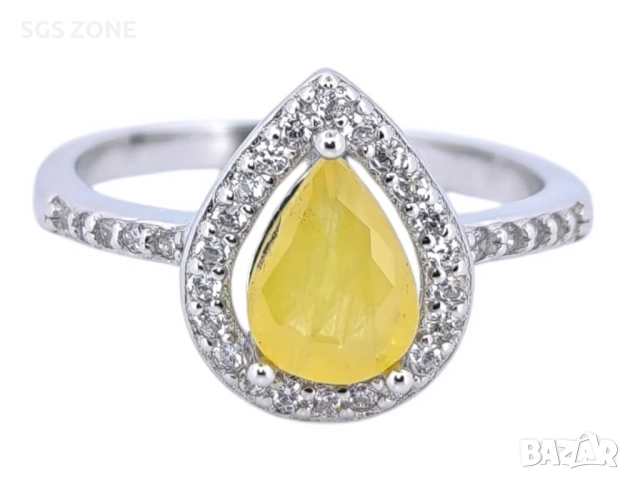 класическа висулка с естествен жълт сапфир, снимка 6 - Колиета, медальони, синджири - 51987214