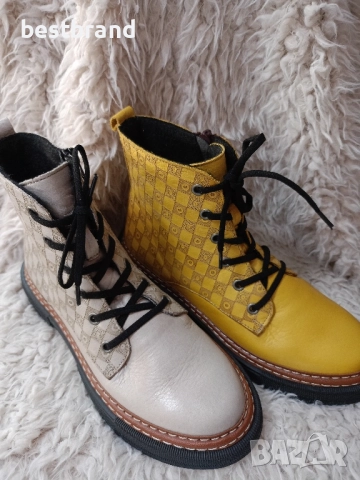 Дамски боти от естествена кожа,с цип и ластични връзки,код 66/135, снимка 2 - Дамски боти - 51776138