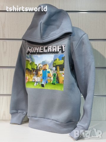 Нов детски суичър в тъмносив цвят с дигитален печат MINECRAFT, снимка 9 - Детски анцузи и суичери - 38507018