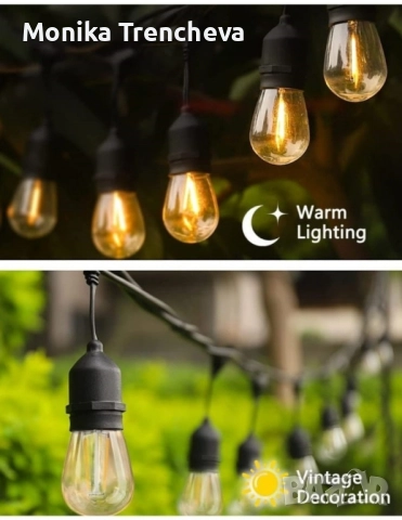 Водоустойчив гирлянд за външно осветление с 10 броя LED крушки, снимка 10 - Лед осветление - 52310865