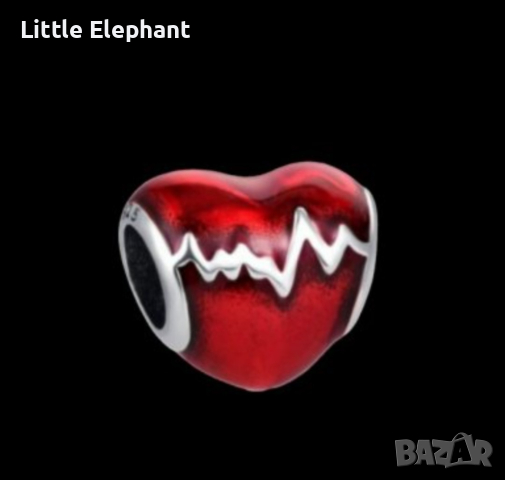 Сребърен елемент Пандора,сърце"Heart beat"/нов
