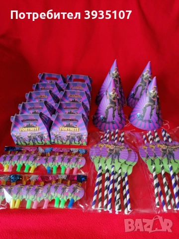 Парти покривка Фортнайт ,сламки,свирки балони,стойка за мъфини, кутийки,шапки, снимка 3 - Други - 52423994