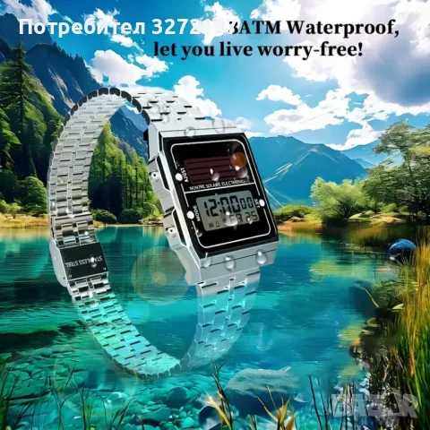 2024 JINRONG Соларен Дигитален Часовник,Водоустойчив до 30м,Неръждаема Стомана, снимка 3 - Мъжки - 48144324