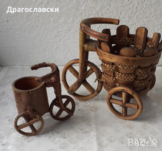 стара дървена стойка   - закачалка с куче, пано, поставка, бухалка, триколка, триколки, снимка 12 - Пана - 29185654