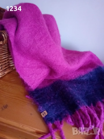 Timberland голям цикламено розов шал естествени материи, снимка 3 - Шалове - 52562926