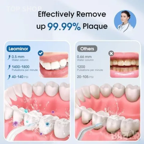 Нов Воден зъбен душ Leominor - 5 режима, портативен и водоустойчив флосер, снимка 2 - Тримери - 50015851
