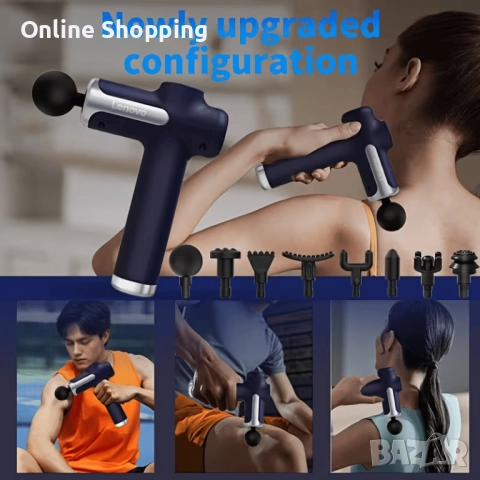 Lenovo мускулен масажор, масажен пистолет с 8 приставки, против болки в мускулите, снимка 8 - Масажори - 52817903