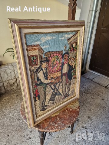Голям много красив антикварен холандски гоблен , снимка 5 - Гоблени - 43076607