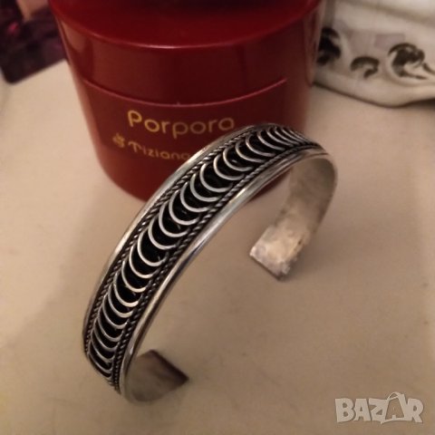 Стара масивна сребърна гривна ръчна изработка 