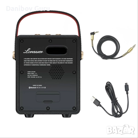 Lonzuer Action Retro дървен преносим Bluetooth високоговорител, подобрен бас, Bluetooth 5.3, 60W, снимка 3 - Bluetooth тонколони - 51642642
