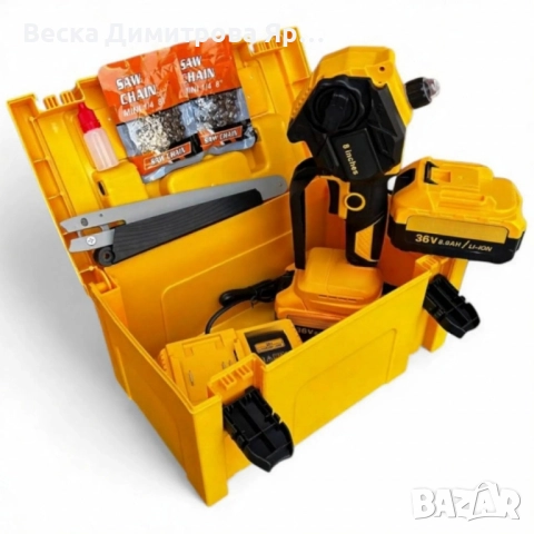 Акумулаторна Резачка 36V 8Ah с Шина 15 см – Трион с Автоматично Смазване и 2 Вериги, снимка 2 - Други инструменти - 52533680