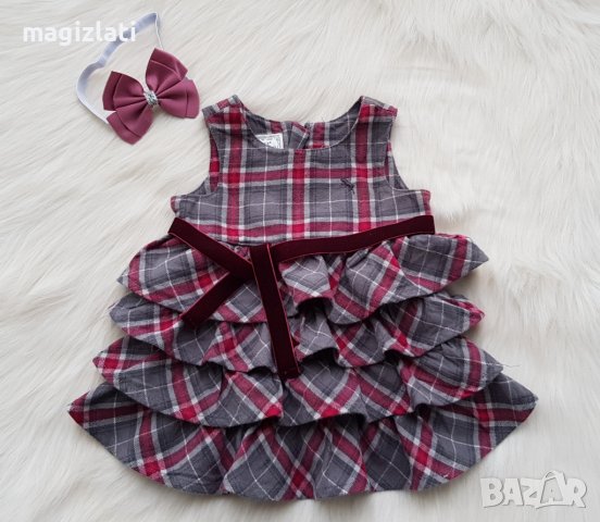 Карирана рокля H&M за бебе 6 месеца, снимка 6 - Бебешки рокли - 38915742