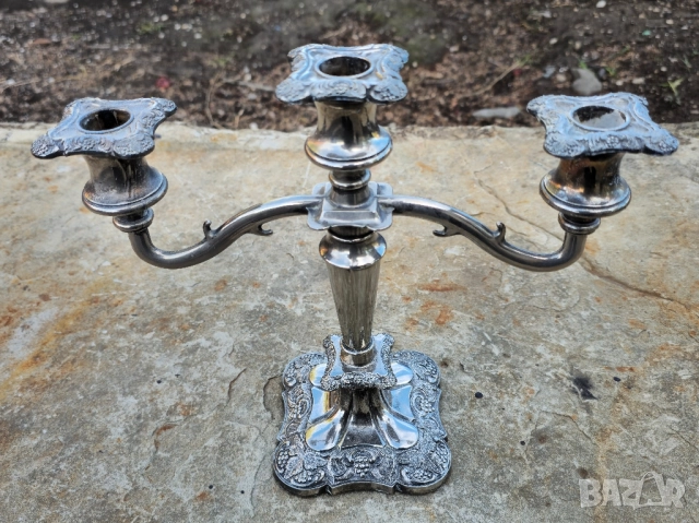 Посребрен Свещник тройка 
