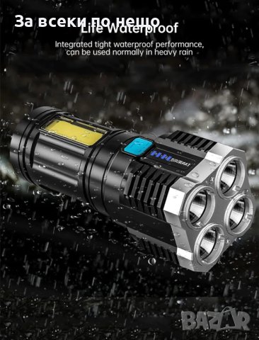 Водоустойчив мощен акумулаторен фенер 4в1, снимка 5 - Други инструменти - 43483287