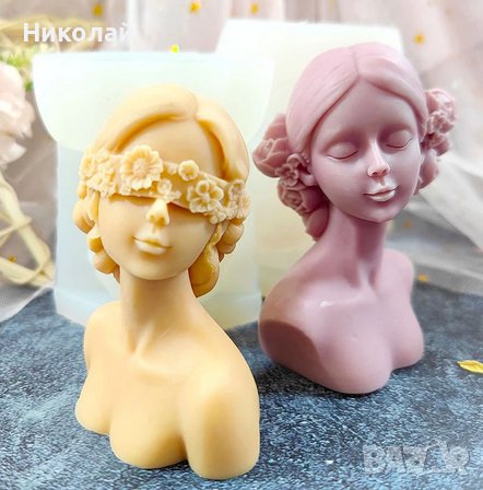 Силиконов Молд Жена , момиче , бюст на жена , Форма за свещ , епоксидна смола, снимка 4 - Форми - 38935162