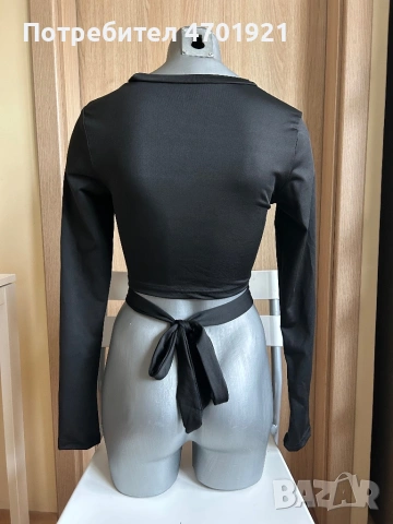 Дамска къса черна блуза, снимка 6 - Корсети, бюстиета, топове - 53189840