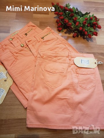 Дънкови поли  Цвят Праскова  2 последни, снимка 2 - Поли - 27006651