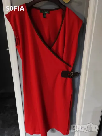 Ralph Lauren L червена зимна рокля, снимка 6 - Рокли - 49238048