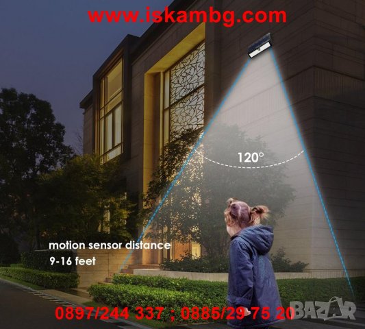 Соларна лампа за стена led диоди и сензор за движение - 1828, снимка 7 - Други стоки за дома - 26835694