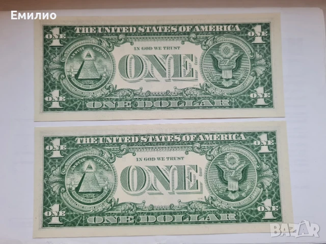 РЯДКИ USA СЕТ ОТ 2 БАНКНОТИ $ 1 ДОЛАР 1963B.ПОРЕДНИ НОМЕРА , снимка 3 - Нумизматика и бонистика - 50989139