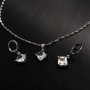 Сребърен Комплект "Бяло Камъче Циркон", снимка 1 - Колиета, медальони, синджири - 43939148