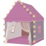 Детска палатка за игра с LED лампи, Розово-сива, Размери 130х100х115 см, снимка 1