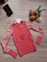 Нов розов пуловер с дантела на намаление, снимка 1 - Блузи с дълъг ръкав и пуловери - 26559130