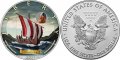 Сребърна монета Американски орел 1 oz Age of Sails Кораб на Eriksson, снимка 1 - Нумизматика и бонистика - 33261861
