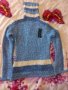 Нова блуза в синьо с висока яка. , снимка 1 - Блузи с дълъг ръкав и пуловери - 44085313