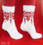,,Плетените чорапи на Баба Марта" - изплетени на 5 куки! Червени шевици!