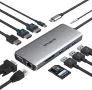 USB C докинг станция с двоен монитор, 12 в 1 за лаптоп с 2 HDMI, VGA, 2 USB 3.0, 2 USB 2.0, 100 W PD, снимка 1