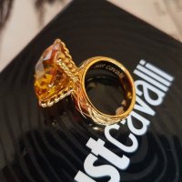 Just Cavalli-оригинален нов,18к.позлатен пръстен със естествен цитрин, снимка 5 - Пръстени - 35373774