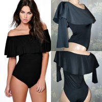 Forever 21- S- Черно боди бикина с голи рамене , снимка 1 - Бельо - 43567446