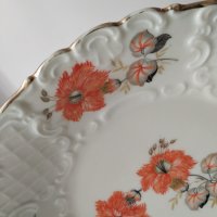 Стара релефна купа с маркировка, флорални мотиви ръчно рисувани , снимка 2 - Антикварни и старинни предмети - 43838889