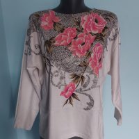 Изумително красива, памучна блуза с прилеп ръкави "Fendi" ® , снимка 1 - Блузи с дълъг ръкав и пуловери - 35538845