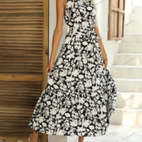 Лятна френска секси рокля с деколте без ръкави и цепки, 3цвята , снимка 2 - Рокли - 44843571