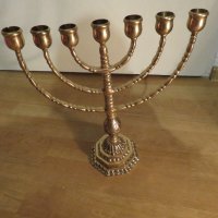 Голям бронзов свещник МЕНОРА 31х 27см. - еврейски седемсвещник- внос от Израел, Йерусалим, снимка 1 - Антикварни и старинни предмети - 35483546