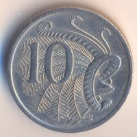 Австралия 10 цента 1983 година, райска птица, снимка 1 - Нумизматика и бонистика - 26717379