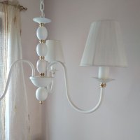  Класика в бяло,полилей с абажур, лампа за таван с шапка,,модерно осветление за спалня,трапезария, снимка 8 - Лампи за таван - 26410033