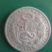 Колекционерска монета  1924год. Република Перу, снимка 2 - Нумизматика и бонистика - 37906478