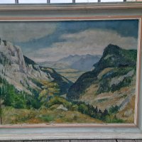 Стар Алпийски пейзаж на худ. Eugen Nell от 1951 г., снимка 1 - Антикварни и старинни предмети - 44003465