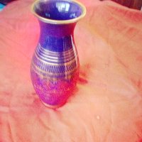 Стара красива керамична ваза с позлата , снимка 1 - Антикварни и старинни предмети - 37286463