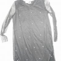 Черна рокля с апликации , снимка 3 - Рокли - 28760401