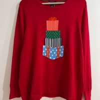 Макси марков еластичен тънък пуловер в червено - 100 % памук, снимка 1 - Блузи с дълъг ръкав и пуловери - 40058307