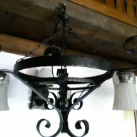 Полилей, абажур от ковано желязо, снимка 3 - Лампи за таван - 33671464