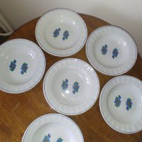 6 бр. чинии за супа със син кант, снимка 4 - Чинии - 39921111