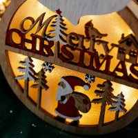 Коледна светеща фигурка Дядо Коледа. Изработена от дърво с лазерно изрязани 3D мотиви, снимка 5 - Декорация за дома - 43049263
