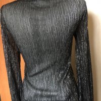 Блуза с прозрачност, в черно и сребристо🍀❤️S,M, M/L❤️🍀арт.145, снимка 2 - Блузи с дълъг ръкав и пуловери - 38816401