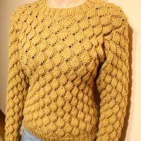 Ръчно плетена кафява блуза, снимка 2 - Блузи с дълъг ръкав и пуловери - 34877349