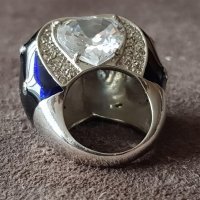 Стилен сребърен с емайл елегантен пръстен ПЛАНИНСКИ КРИСТАЛ, снимка 11 - Пръстени - 39479504